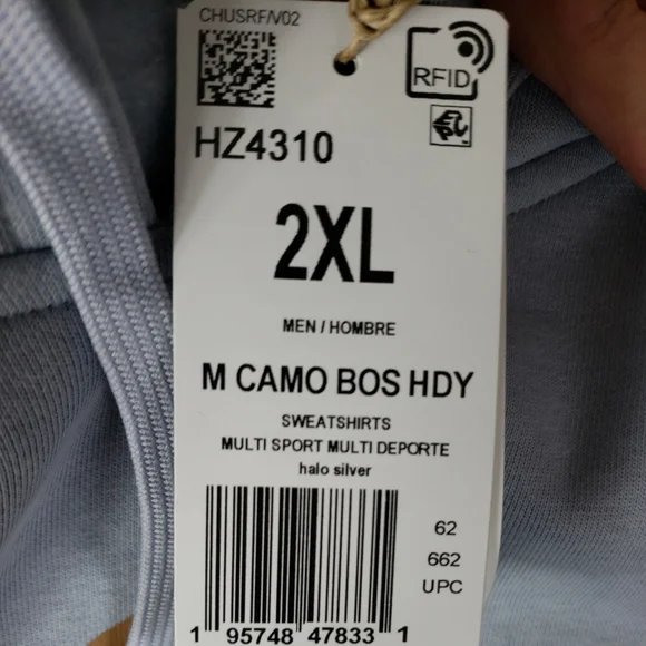 adidas Men's Essentials Camo Print Hoodie Sweatshirt Halo Blue Silver - Picture 11 of 11